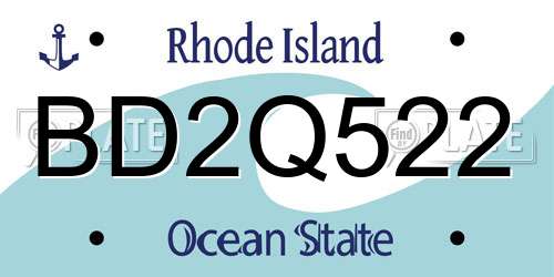 BD2Q522 Rhode Island License Plate