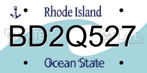 BD2Q527 Rhode Island License Plate