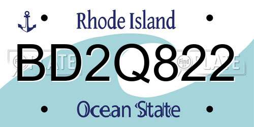 BD2Q822 Rhode Island License Plate
