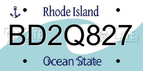 BD2Q827 Rhode Island License Plate