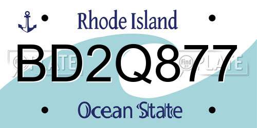 BD2Q877 Rhode Island License Plate