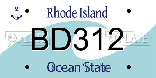 BD312 Rhode Island License Plate
