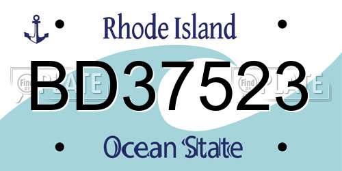 BD37523 Rhode Island License Plate