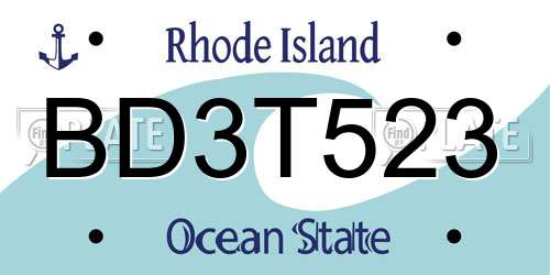 BD3T523 Rhode Island License Plate
