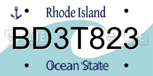 BD3T823 Rhode Island License Plate