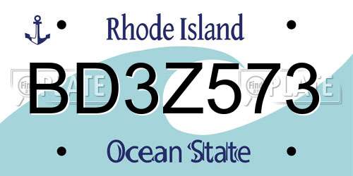 BD3Z573 Rhode Island License Plate