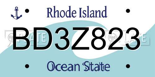 BD3Z823 Rhode Island License Plate