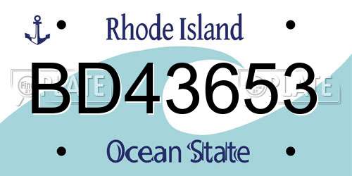 BD43653 Rhode Island License Plate