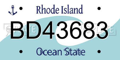 BD43683 Rhode Island License Plate