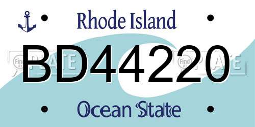 BD44220 Rhode Island License Plate