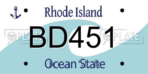 BD451 Rhode Island License Plate