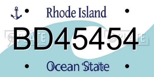 BD45454 Rhode Island License Plate