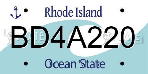 BD4A220 Rhode Island License Plate