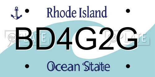 BD4G2G Rhode Island License Plate
