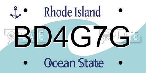 BD4G7G Rhode Island License Plate