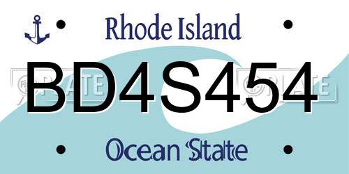 BD4S454 Rhode Island License Plate