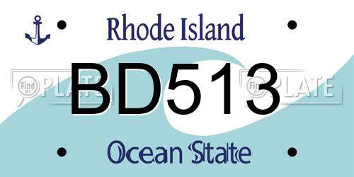 BD513 Rhode Island License Plate