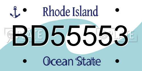 BD55553 Rhode Island License Plate
