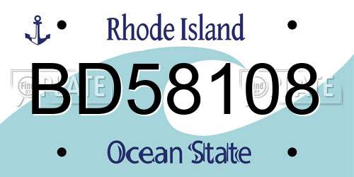 BD58108 Rhode Island License Plate