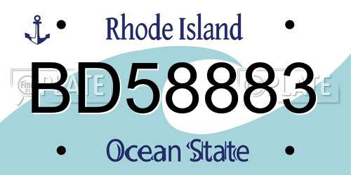 BD58883 Rhode Island License Plate