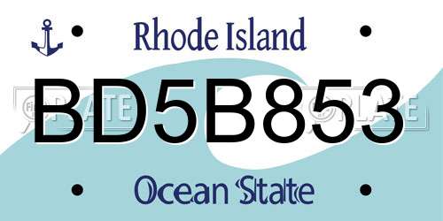 BD5B853 Rhode Island License Plate