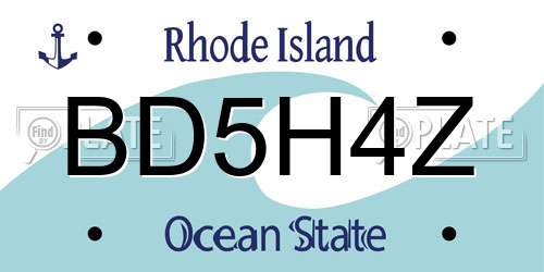 BD5H4Z Rhode Island License Plate