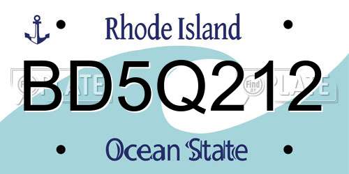BD5Q212 Rhode Island License Plate