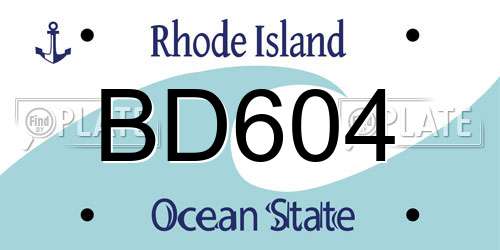 BD604 Rhode Island License Plate