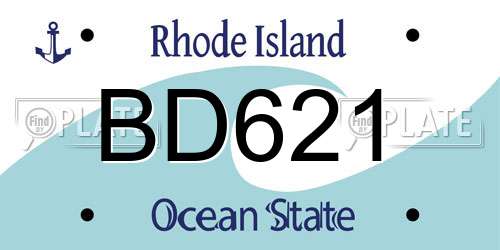 BD621 Rhode Island License Plate