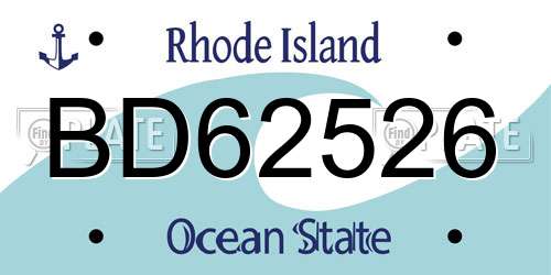 BD62526 Rhode Island License Plate