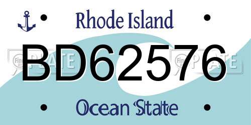 BD62576 Rhode Island License Plate