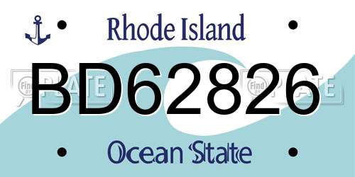 BD62826 Rhode Island License Plate