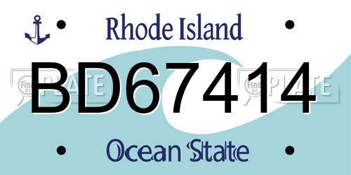 BD67414 Rhode Island License Plate