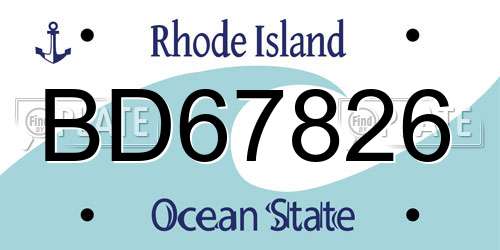 BD67826 Rhode Island License Plate