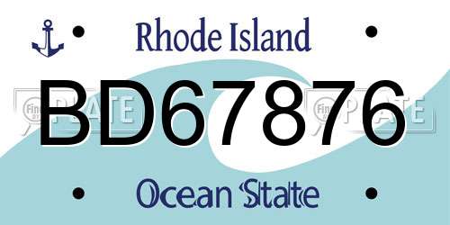 BD67876 Rhode Island License Plate