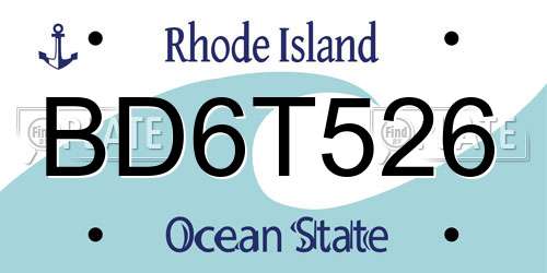 BD6T526 Rhode Island License Plate