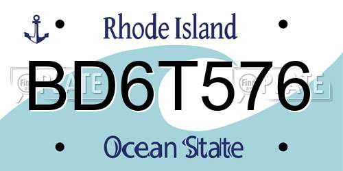 BD6T576 Rhode Island License Plate