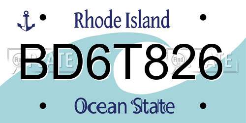BD6T826 Rhode Island License Plate