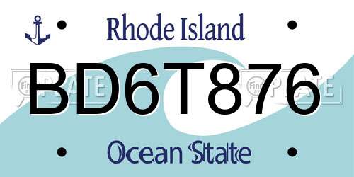 BD6T876 Rhode Island License Plate