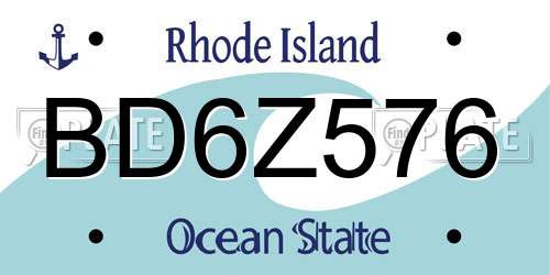 BD6Z576 Rhode Island License Plate