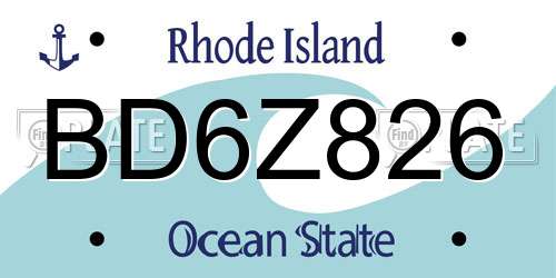 BD6Z826 Rhode Island License Plate