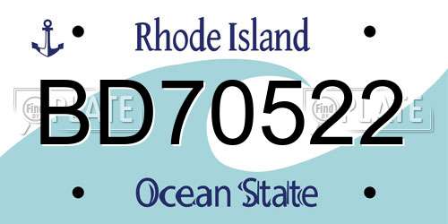 BD70522 Rhode Island License Plate