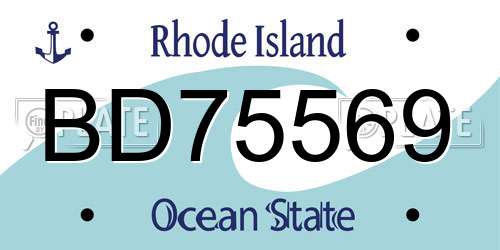 BD75569 Rhode Island License Plate