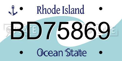 BD75869 Rhode Island License Plate