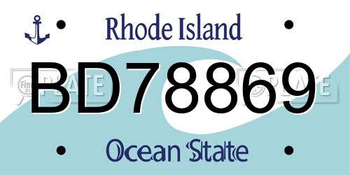 BD78869 Rhode Island License Plate