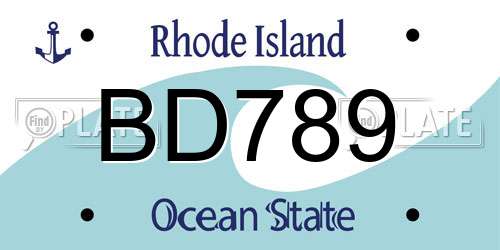 BD789 Rhode Island License Plate