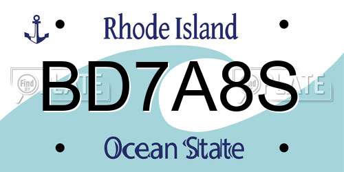 BD7A8S Rhode Island License Plate