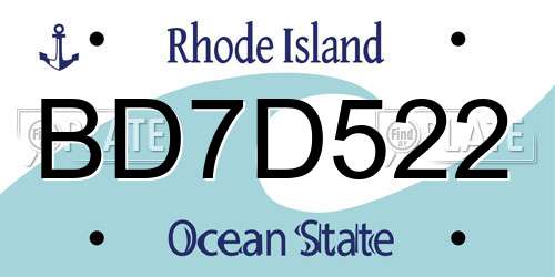 BD7D522 Rhode Island License Plate