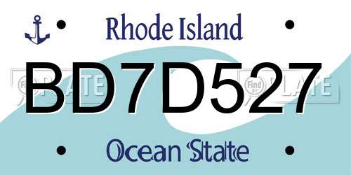 BD7D527 Rhode Island License Plate