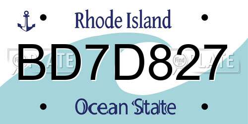 BD7D827 Rhode Island License Plate